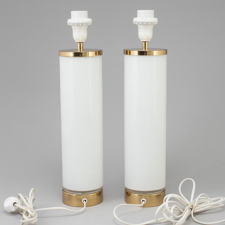 A pair of glass table lights from Bergboms, 1960's/70's.