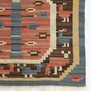 Märta Måås-Fjetterström, a textile, "Hönsen", flat weave, ca ca 56-56,5 x 64,5-65,5 cm, signed MMF.