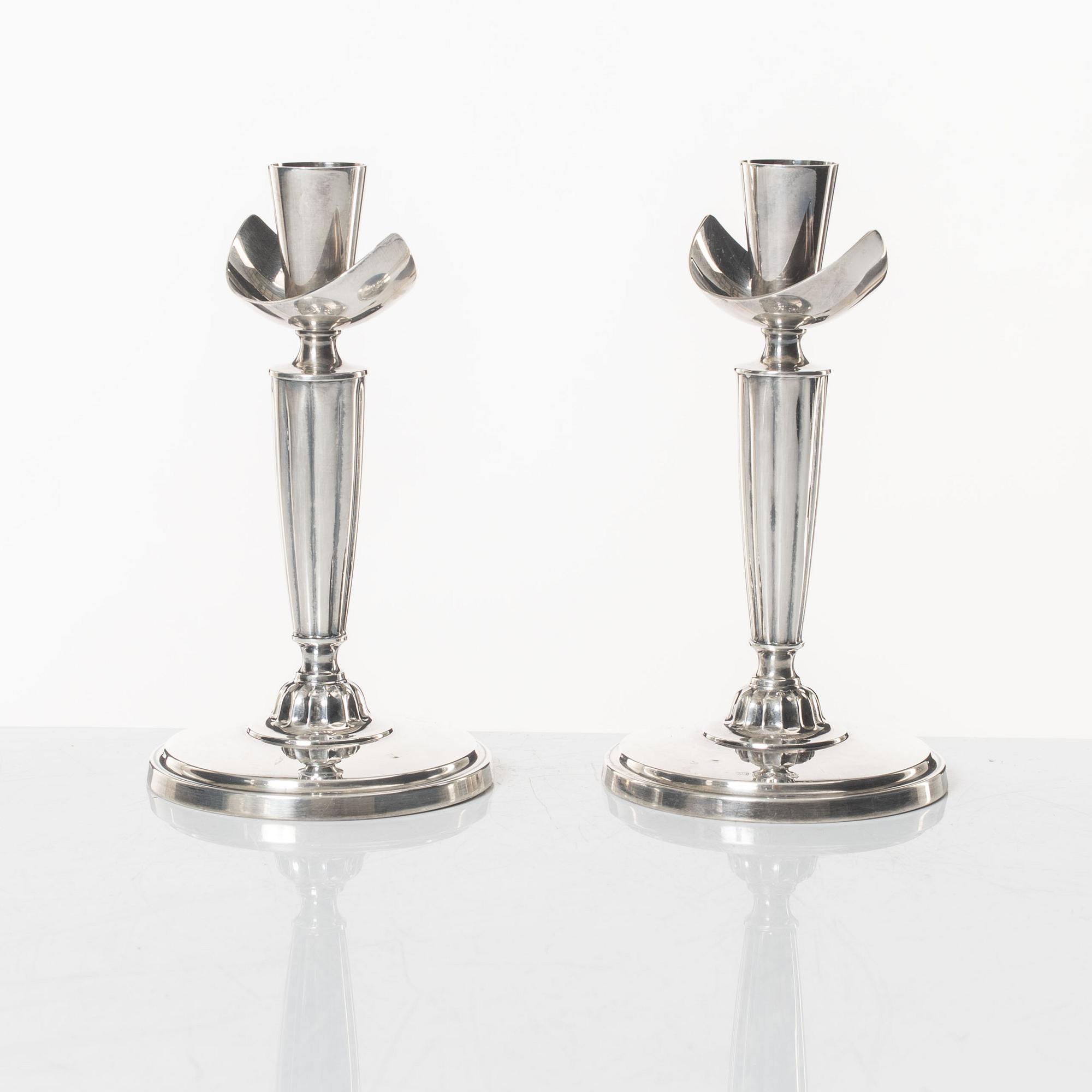 A pair of silver candlesticks, GAB, Stockholm, 1964.
