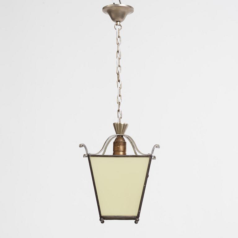 Harald Notini, pewter patinated iron Swedish Grace ceiling light. model '6401', Arvid Böhlmarks Lampfabrik 1920s-1930s.