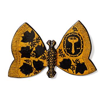181. Birger Kaipiainen, väggskulptur, fjäril, Rörstrand 1950-tal.