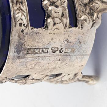 Two Gustavian style silver and glass salt cellars, including GEWE Malmö, 1961.