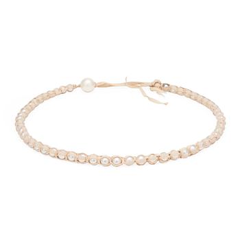 LANVIN, Paris, "Ribbon necklace" with whitw decorative pearls and silk ribbon.