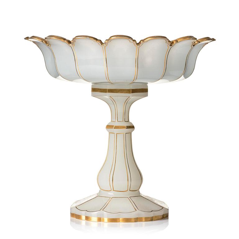 A large French opalin glass tazza, 1830/1840's.