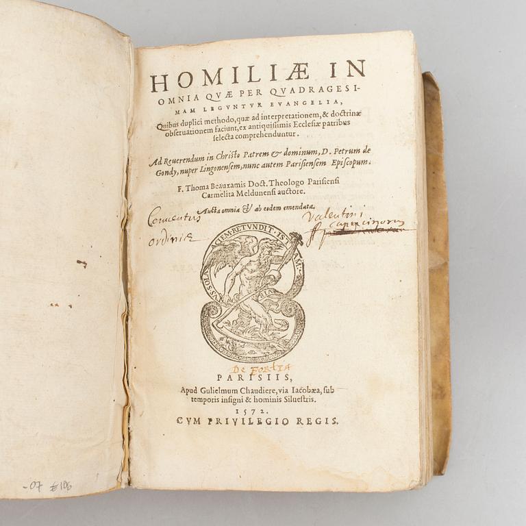 BOOK, Printed in Paris, 1572.