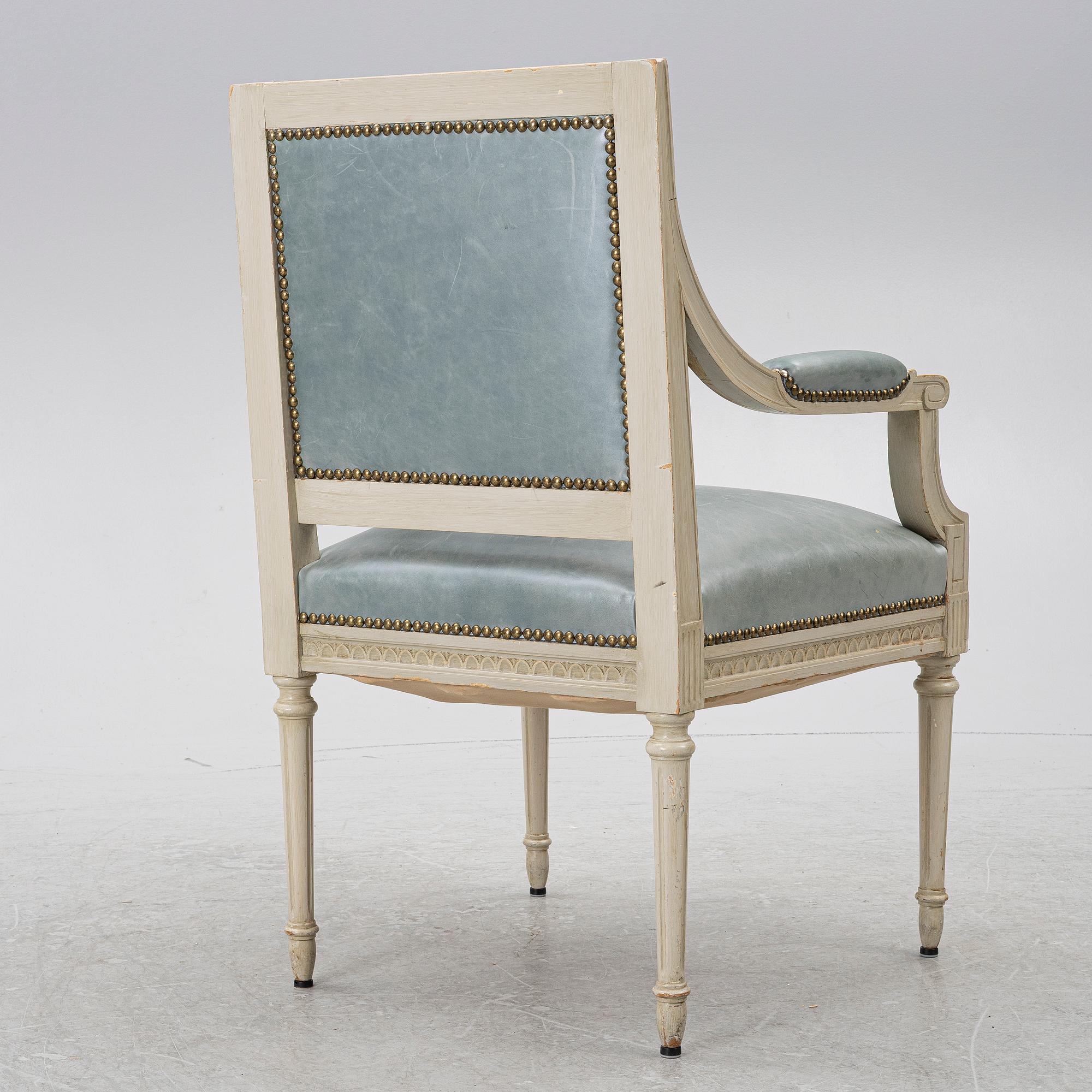 A Late Gustavian style armchair, second half of the 20th century.