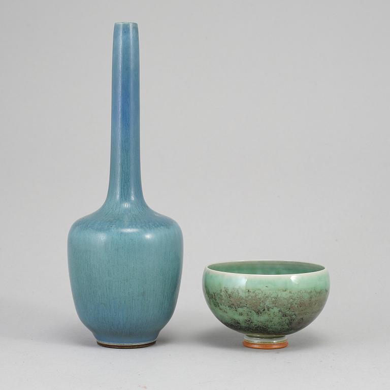 BERNDT FRIBERG,  a stoneware vase and bowl, Gustavsberg studio, Sweden.