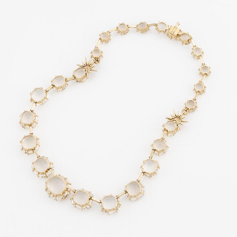H.Stern collier "Moonlight"  18K guld med fasettslipad bergkristall och runda briljantslipade diamanter.