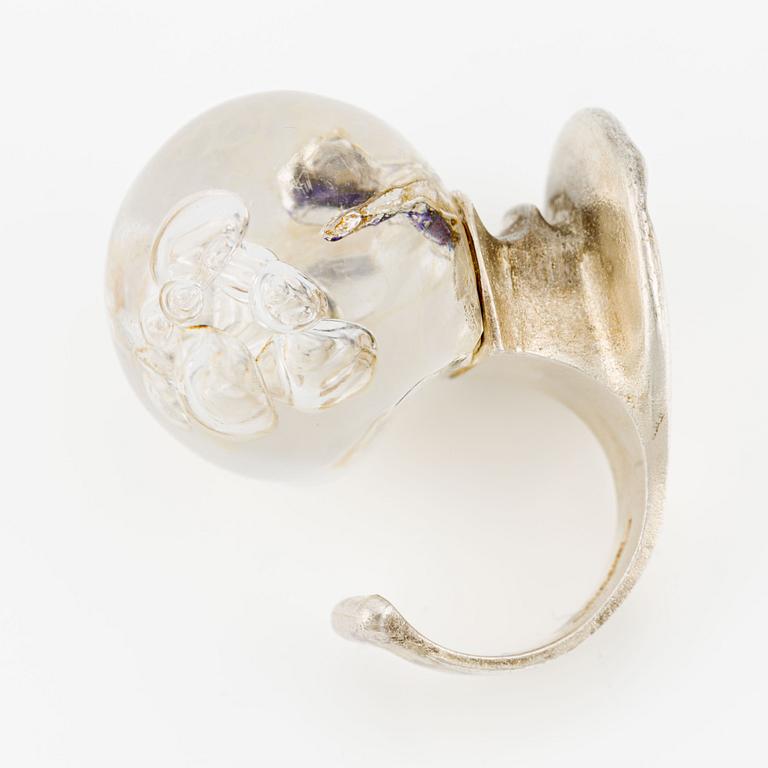 Björn Weckström, ring, "Man in Cosmos", silver and acrylic, Lapponia 1978.