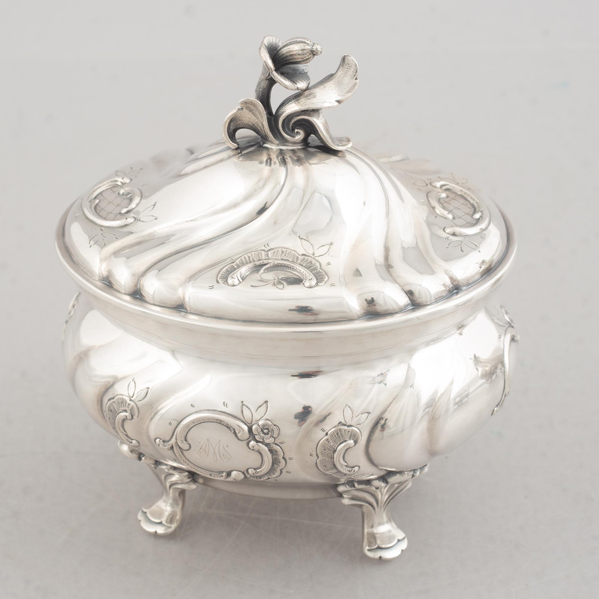 A Three Piece Silver Coffee Service, including mark of CG Hallberg, Stockholm 1961.