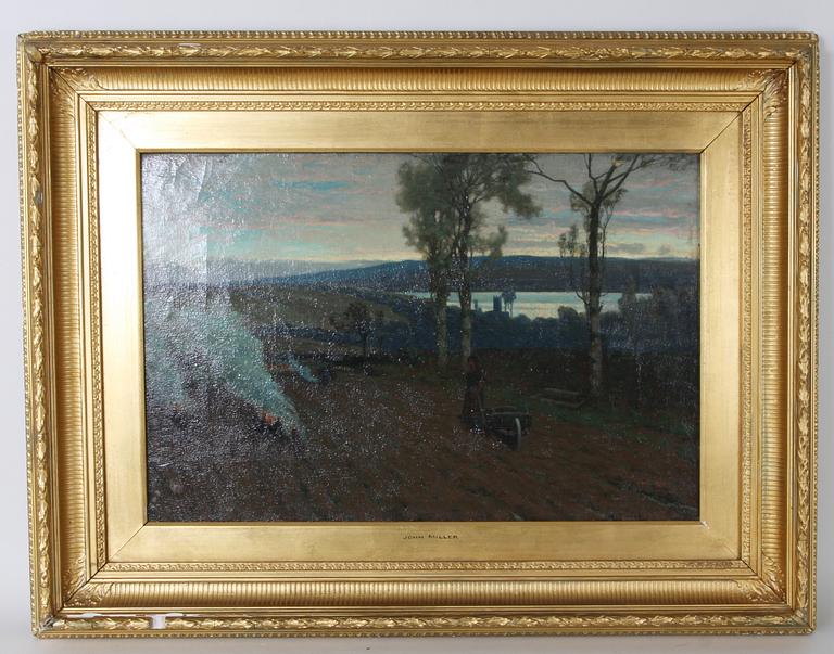 OKÄND KONSTNÄR, olja på duk, sign John Miller.