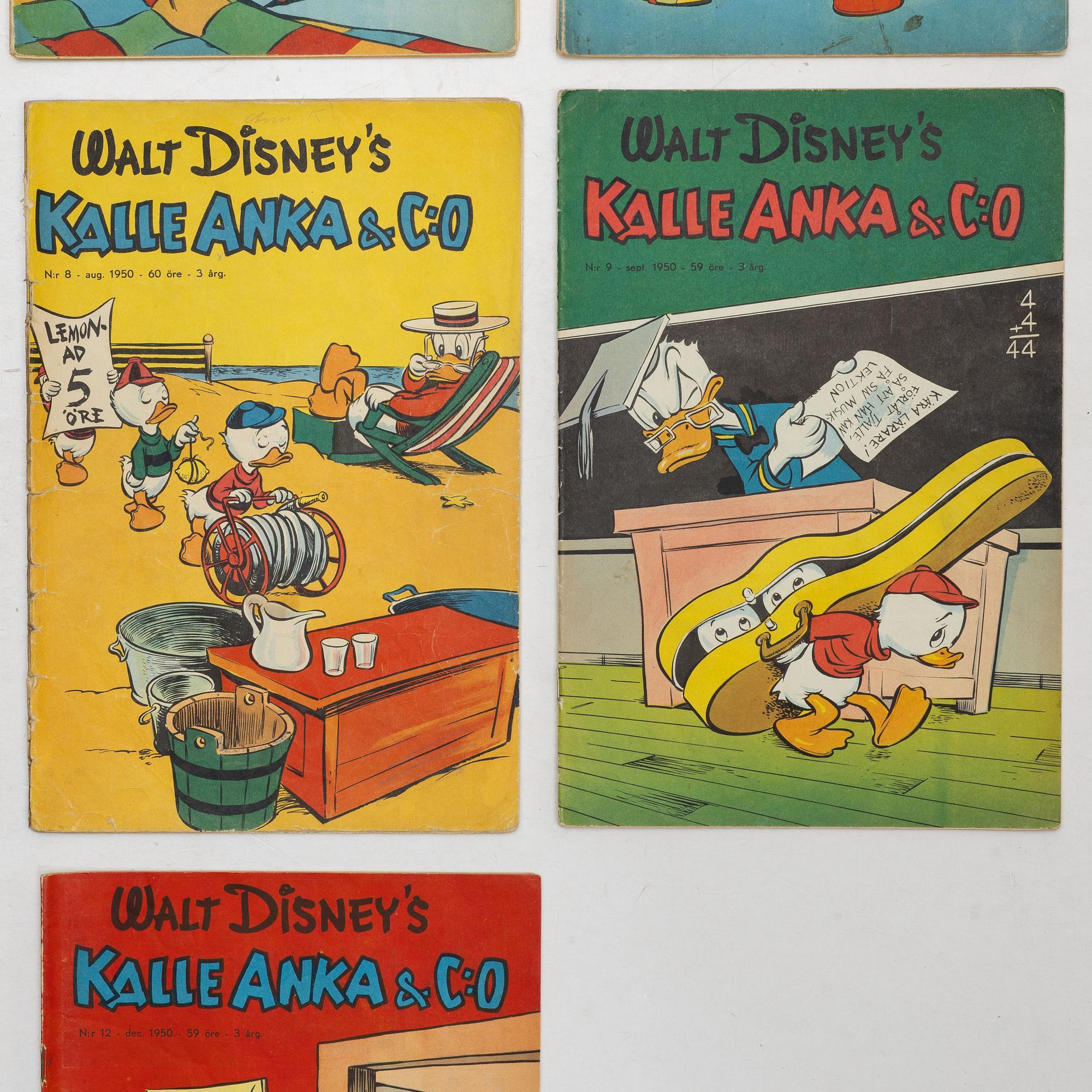 Comic books, 12 issues, Kalle Anka & Co, 1950 edition.