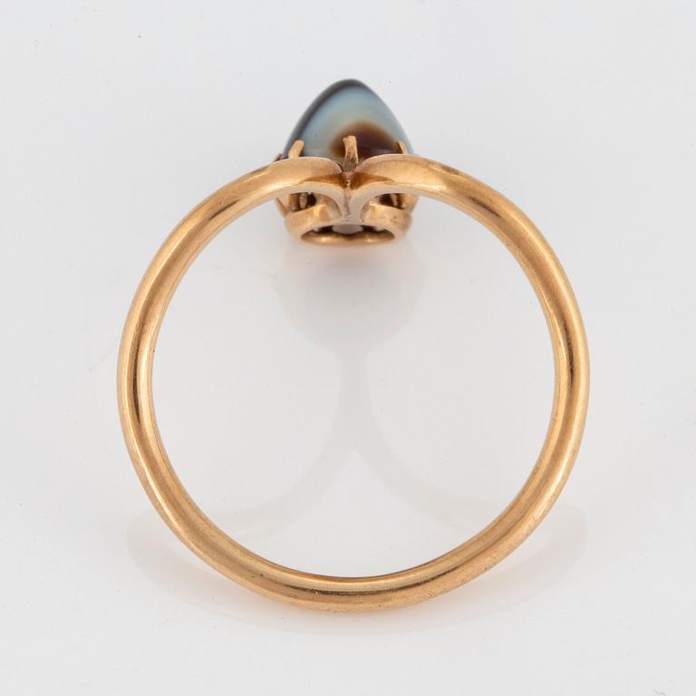 Ring 14K guld med bandad agat.