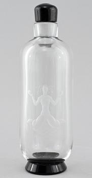 KARAFF samt GROGGLAS, 3 st, glas, Orrefors, 1933.