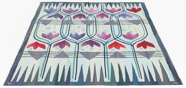 Vävd tapet, gobelängvariant, ca 217 x 146 cm, signerad GN BN.
