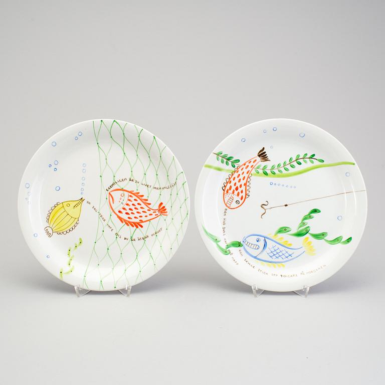 STIG LINDBERG, 8 "Löja" dishes, Gustavsberg 1948-1962.