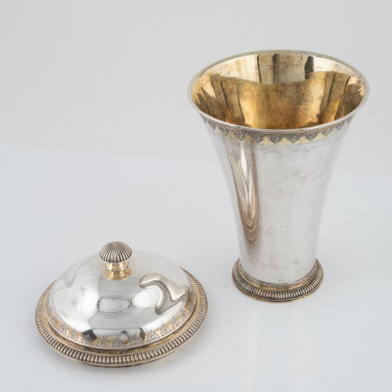 Peter Stenfelt, a silver beaker, Gävle, 1764. With lid by Otto Lindeberg, Stockholm, 1916.