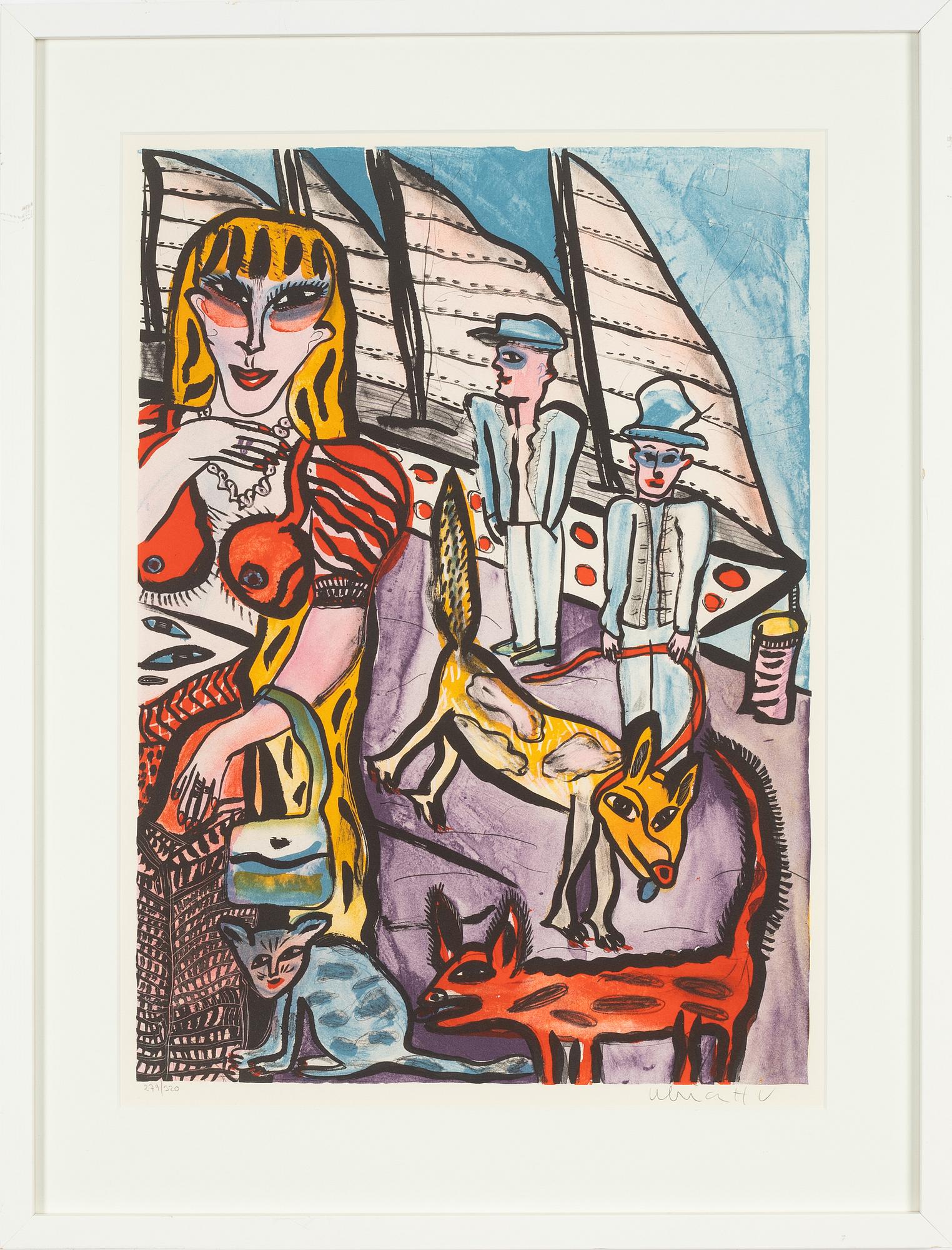 Ulrica Hydman-Vallien, Figurer och hundar vid kaj.