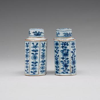 TEDOSOR med LOCK, ett par, porslin. Qingdynastin, Kangxi (1662-1722).