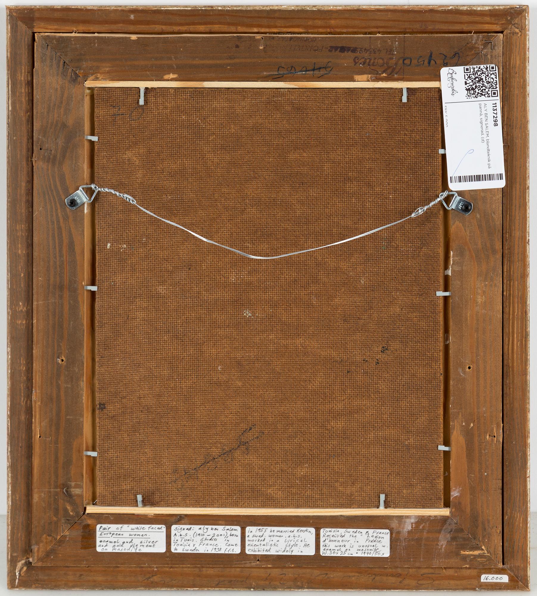 ALY BEN SALEM, mixed media on panel, signed.