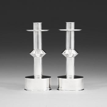 548. A pair of Swedish 20th century silver candlesticks, marks of Sigurd Persson, Stockholm 1969.