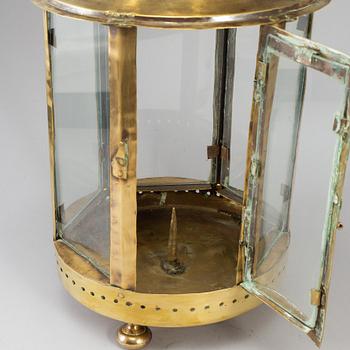 An 18th century brass lantern.