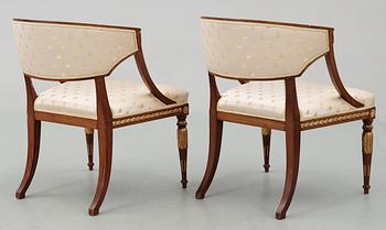 SALONGSMÖBEL OCH BORD, åtta delar. Sengustaviansk stil omkring år 1900.