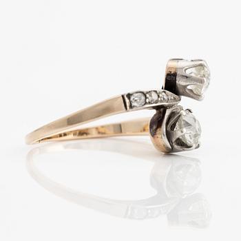 Ring, so-called twin ring, 14K gold with old-cut diamonds.