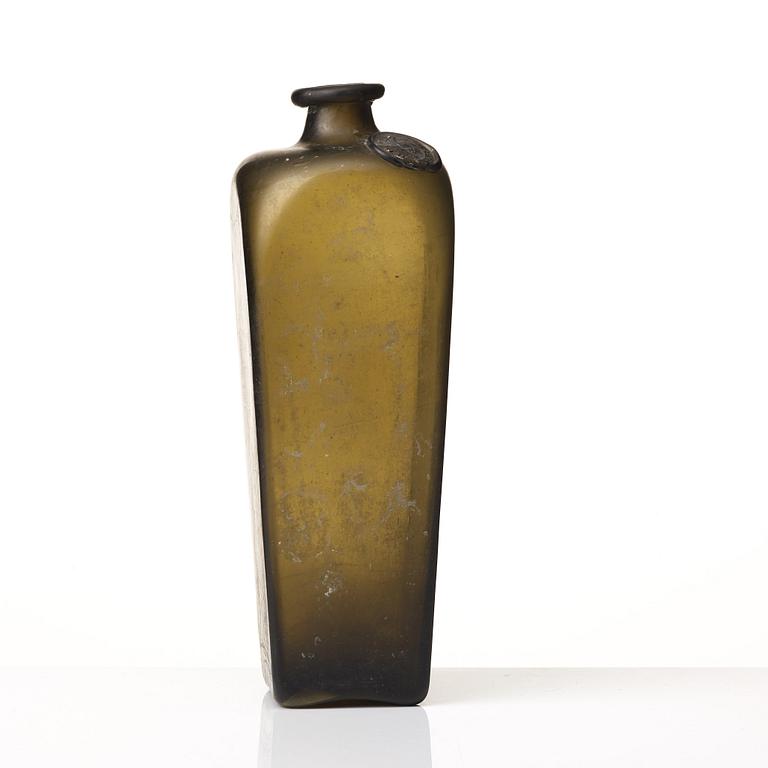 A green Dutch Gin bottle, seal from J H Henkes, 19th Century.