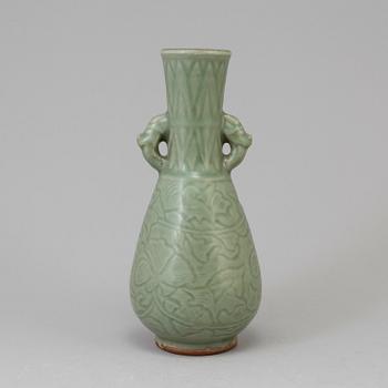 A celadon glazed vase, Qingdynasty, presumably 19th Century.