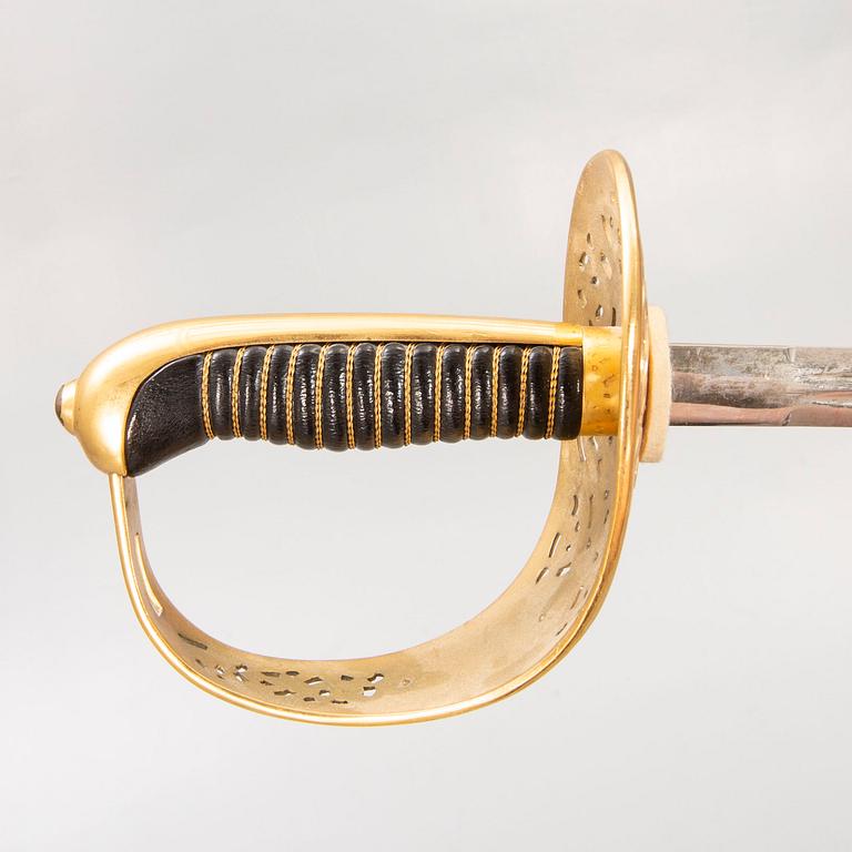 A cavalry officer's sword, 1893 pattern, with scabbard.