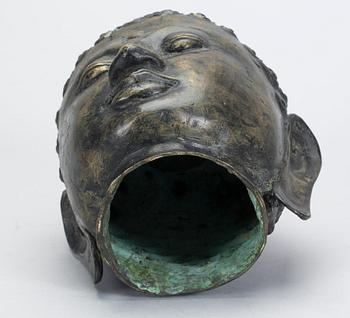 SKULPTURHUVUD, metall, "Buddha" 1900-tal.