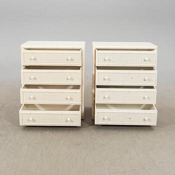 A pair of laquered rattan dressers 1970s.