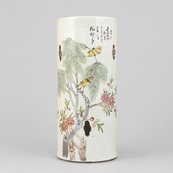 A famille rose brushpot/lantern, China, 20th Century.