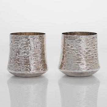 Tapio Wirkkala, a sterling silver pitcher with eight beakers, Hämeenlinna Finland 1973-1978.