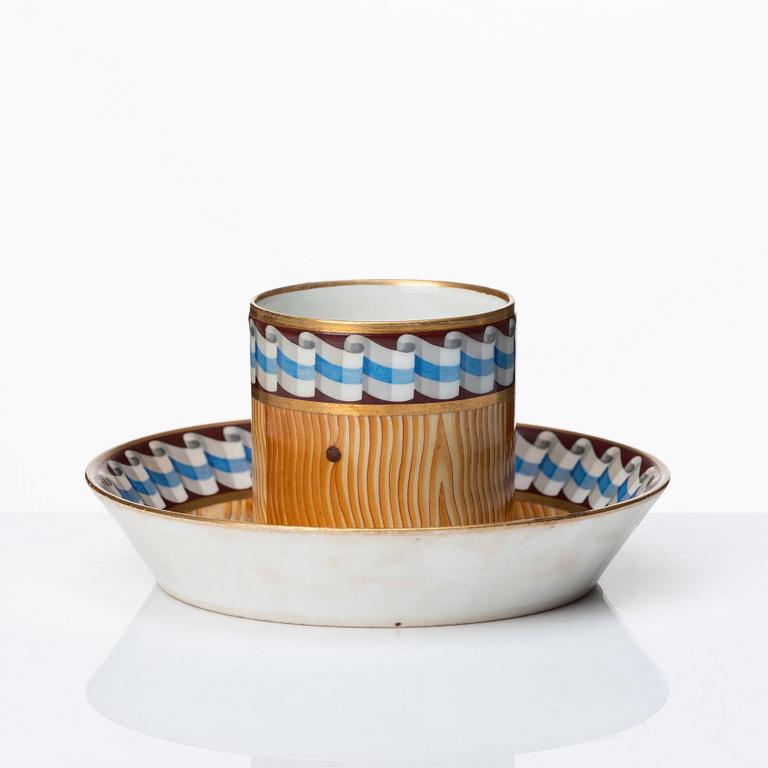 A Vienna faux bois decorated cup with stand, late 18th Century.