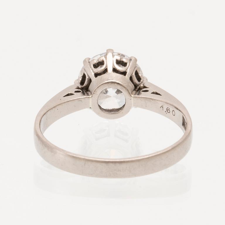 Diamant samt ring 18K vitguld med syntetisk sten G Kaplan Stockholm 1965.