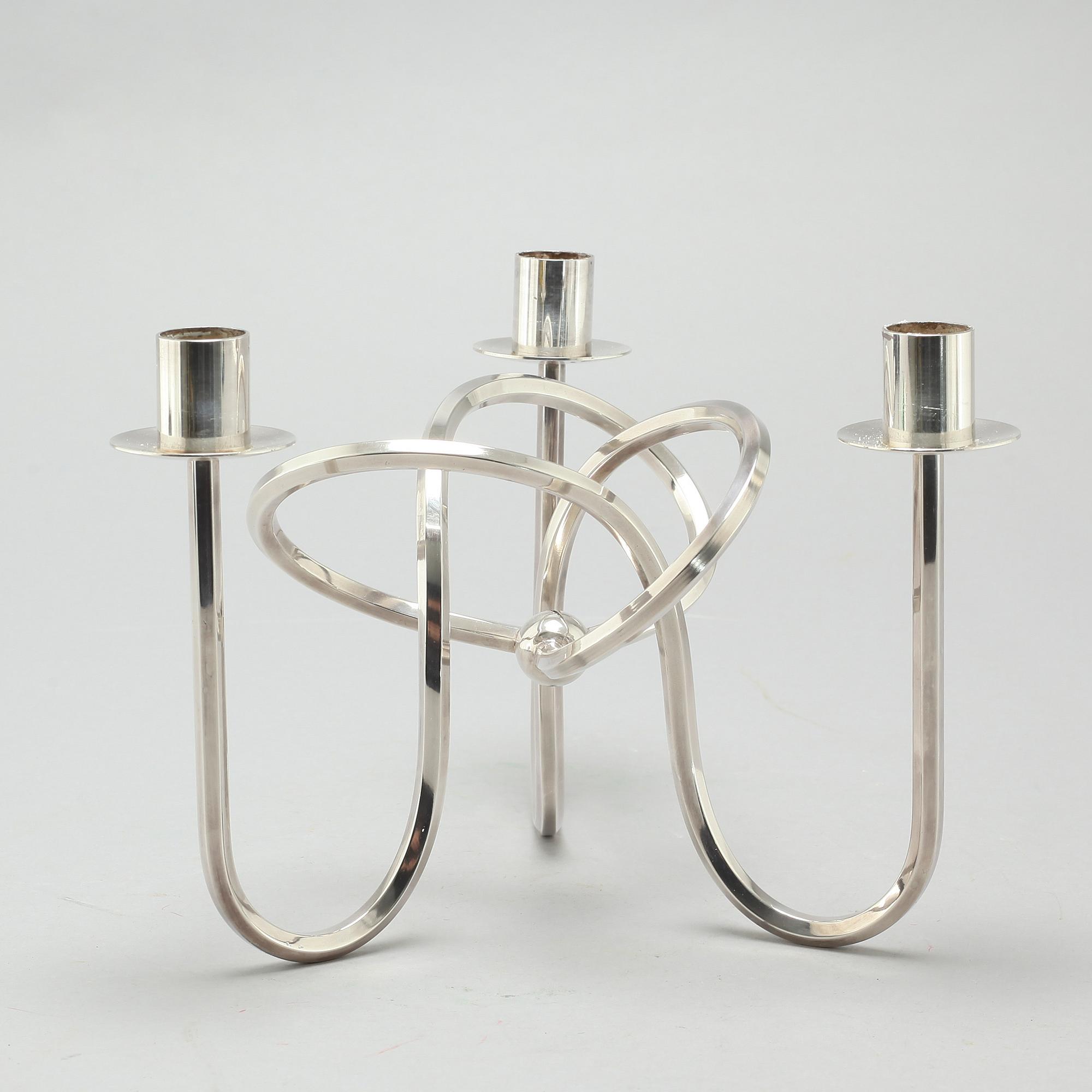 Josef Frank, a silver platen "Vänskapsknuten" candelabra, Firma Svenskt Tenn, designed in 1938,