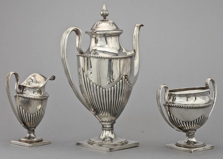 KAFFESERVIS, 3 delar, nysilver, GAB, 1900-tal.