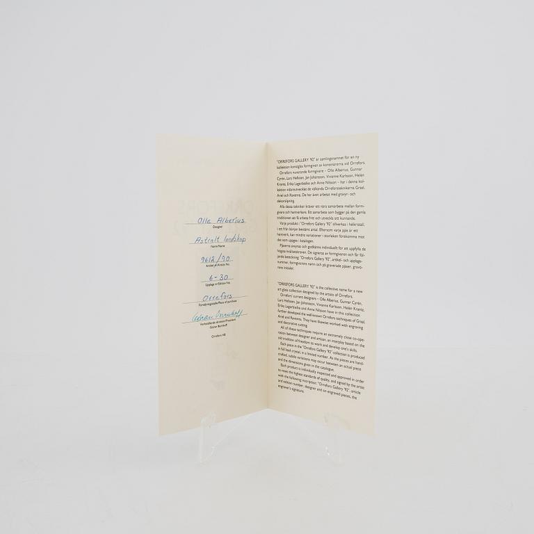 Olle Alberius, skål, signerad Orrefors Gallery -92.