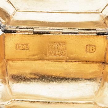 A Danish 18th century parcel-gilt silver box Rococo mark of JN Brosboll Veijle 1749 weight 74 grams.
