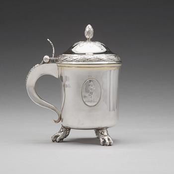 A Swedish 18th century parcel-gilt silver tankard, mark of Erik Sorsell, Stockholm 1794.