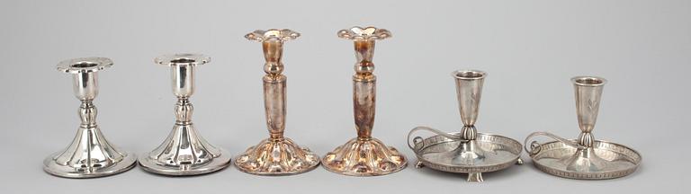 LJUSSTAKAR, 2 par samt 2 snarlika, silver. Finska stämplar 1900-tal.