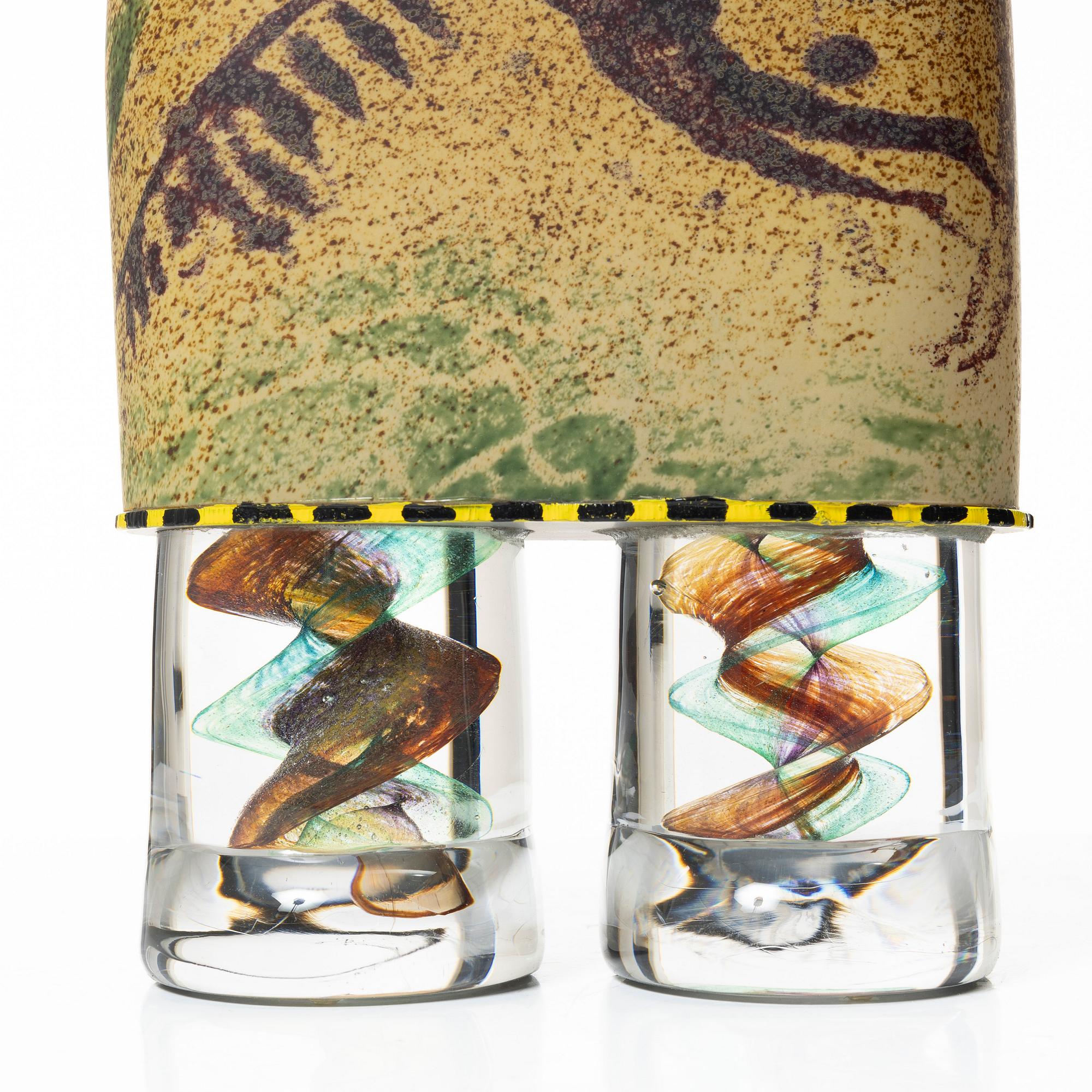 Kjell Engman, skulptur, glas, unik, signerad, Kosta Boda, 1994.