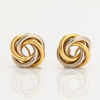 A pair of 18K white and yellow gold earrings, Italy.