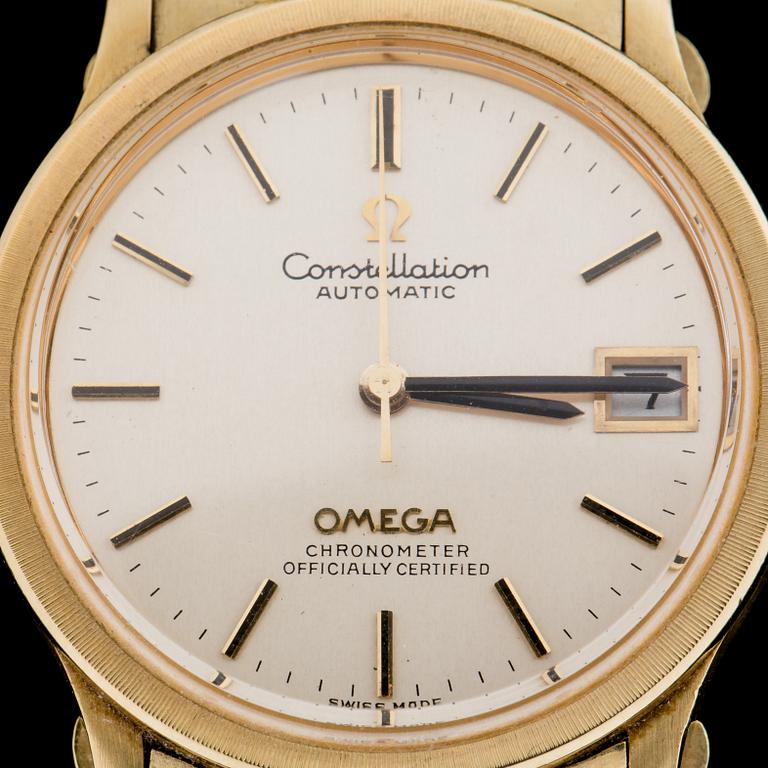 ARMBANDSUR, herr. 18K resp. 14K guld. Omega Constellation.  1960-tal.
