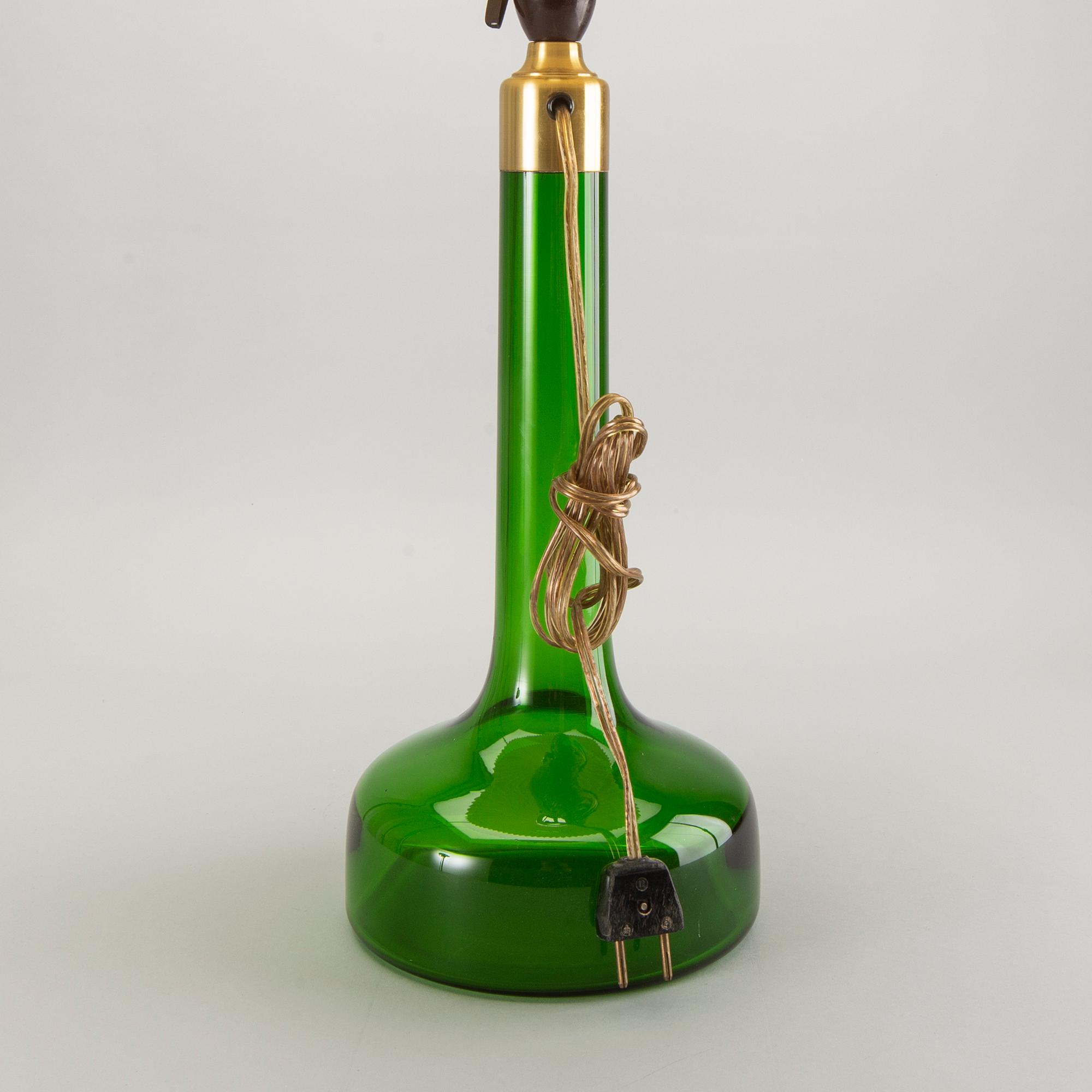 Bordslampa, glas, Holmegaard, Danmark, 1900-talets andra hälft.