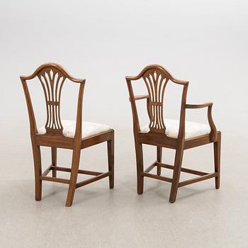 Chairs 10 pcs and armchairs 1 pair Chippendale style England circa 1900.