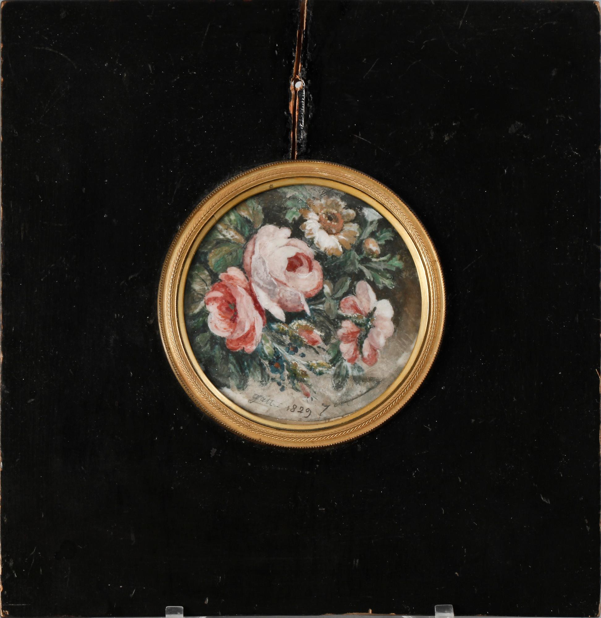 MINIATYRMÅLNING. Otydl sign o dat 1829.