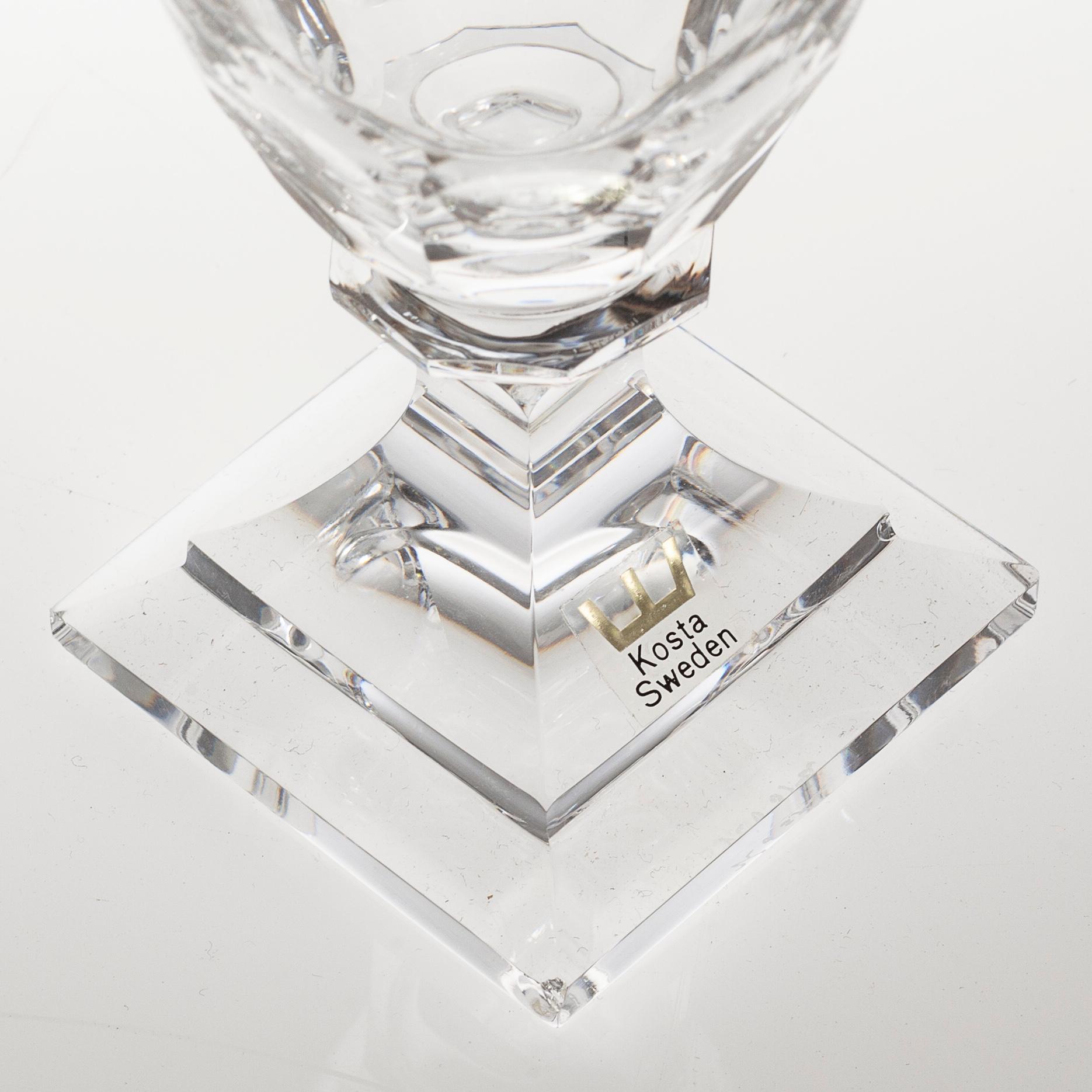 Six wine glasse, "Odelberg Junior" from Kosta, second half of the 20th century.